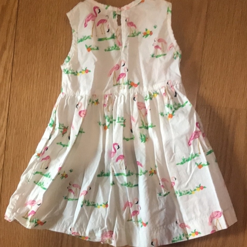 Smiling Button Flamingo Print Sleeveless Dress - Size 3 - Picture 3 of 3